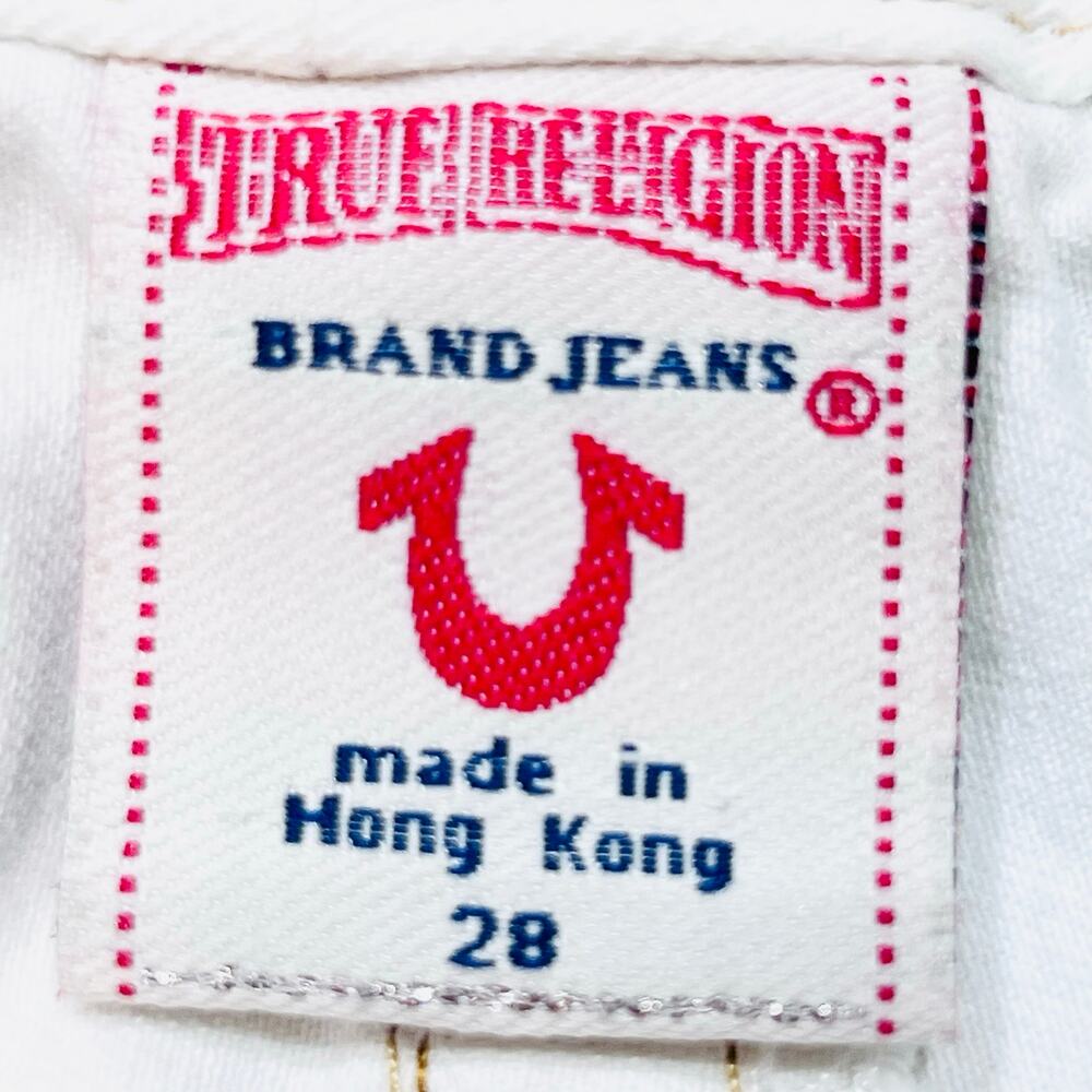 True Religion Joey Big T Flared Jeans White Gild Stitch Women 28W x 27L Used - Picture 6 of 11